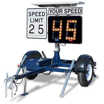 Street Dynamics SAM-R speed trailer. Small, lightweight, and easy to tow anywhere you need a radar speed sign.