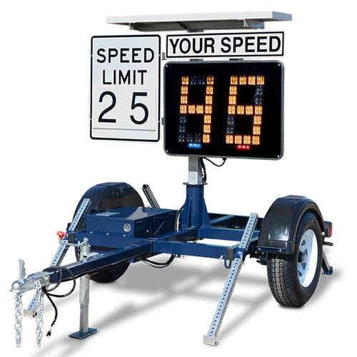 Street Dynamics SAM-R radar speed trailer showing a "Your Speed" sign