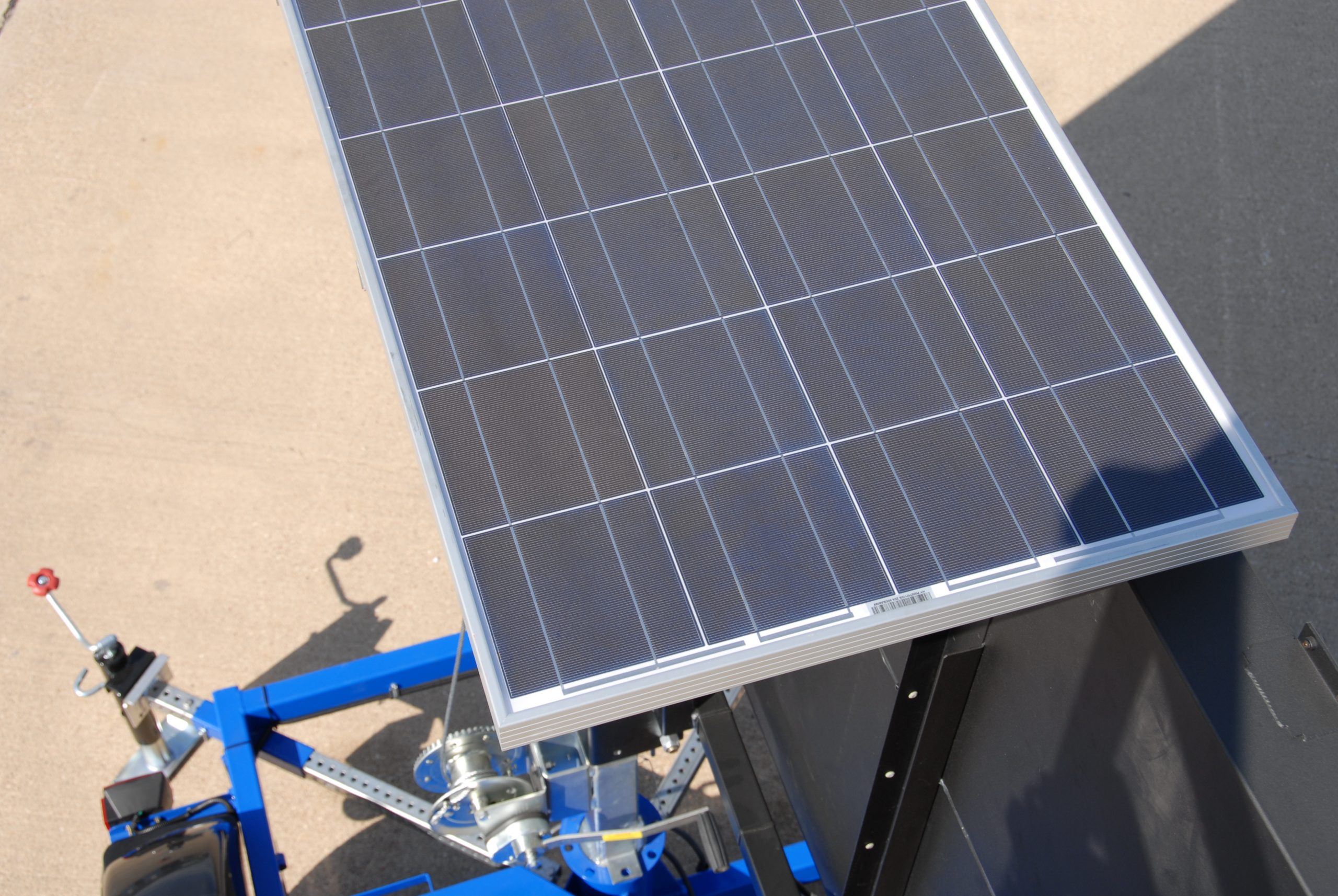 The solar panel of the Street Dynamics SAM radar speed trailer.